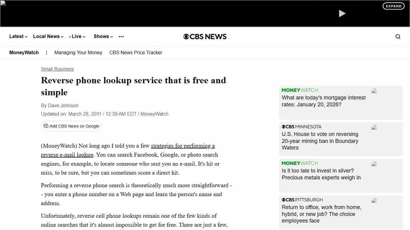 Reverse phone lookup service that is free and simple - CBS News